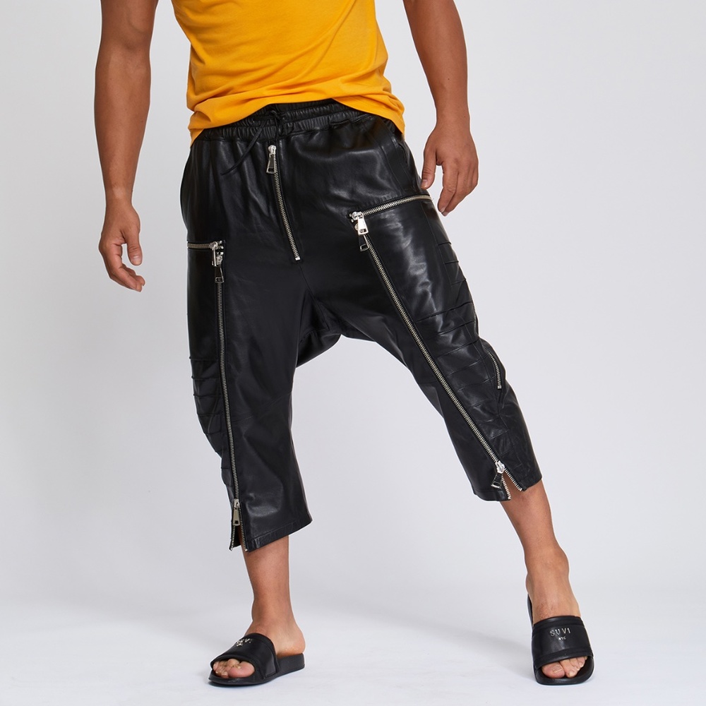 Suvi NYC Men's capri leather pants. Real Turkish leather. Lambskin. Soft.